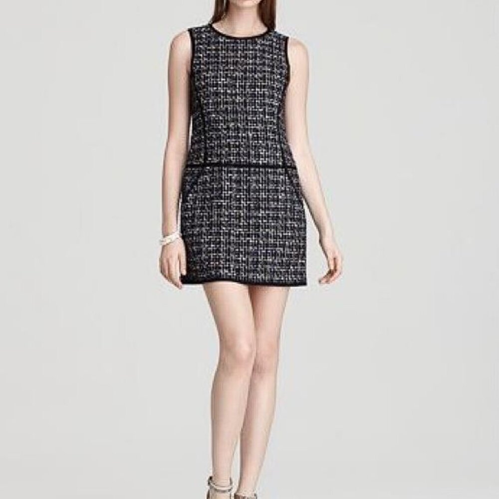 Theory Black and White Tweed Mini Dress